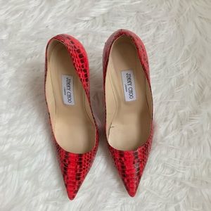 Jimmy Choo Abel Red Python Leather Pumps